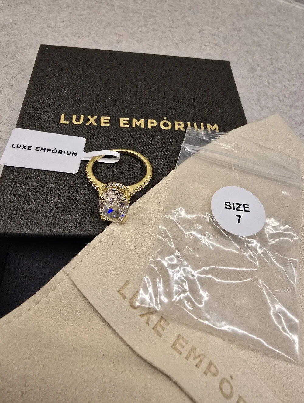 Luxe Emporium Gold 5CT Solitaire Ring